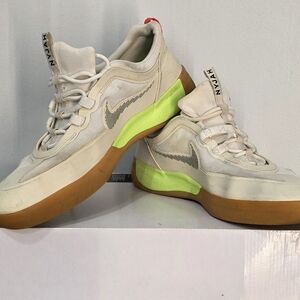 Nike White and Neon Green Men's Sneakers
